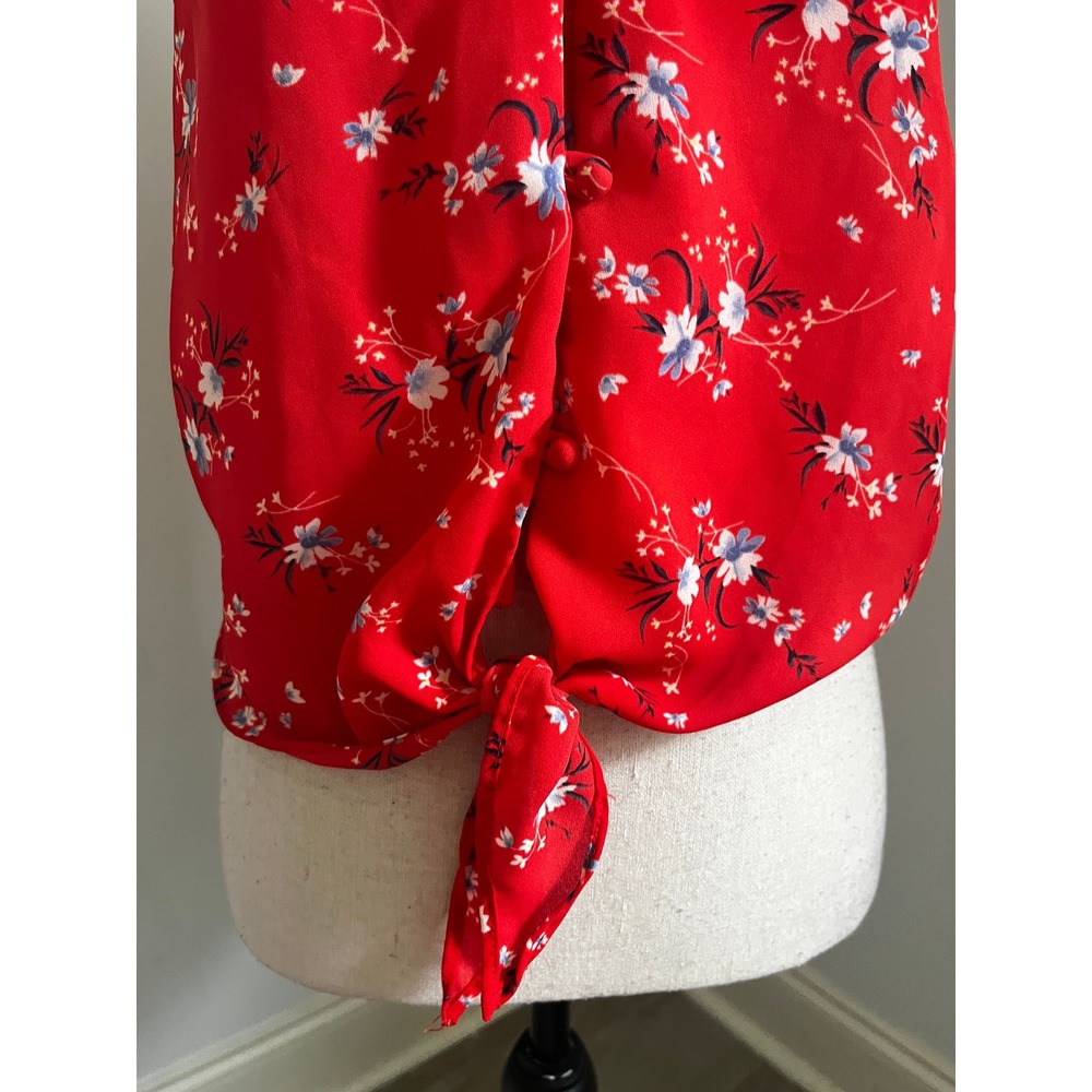 Red Floral Camisole Top size XS Cami V-Neck Boho Chic Cottagecore Girly Feminine - Picture 3 of 9